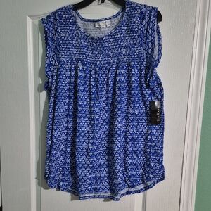 Blue Patterned‎ Sleeveless Top, Kim Roger's